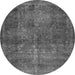 Round Abstract Gray Modern Rug, abs2858gry