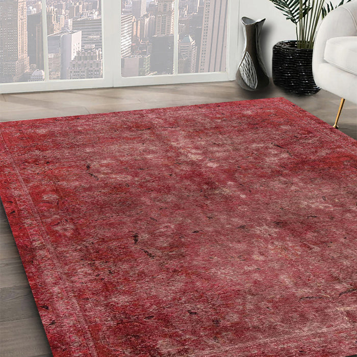 Machine Washable Abstract Red Rug in a Family Room, wshabs2858