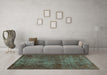 Machine Washable Abstract Turquoise Modern Area Rugs in a Living Room,, wshabs2858turq