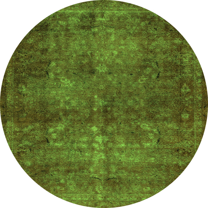 Round Abstract Green Modern Rug, abs2858grn