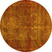 Round Abstract Yellow Modern Rug, abs2858yw