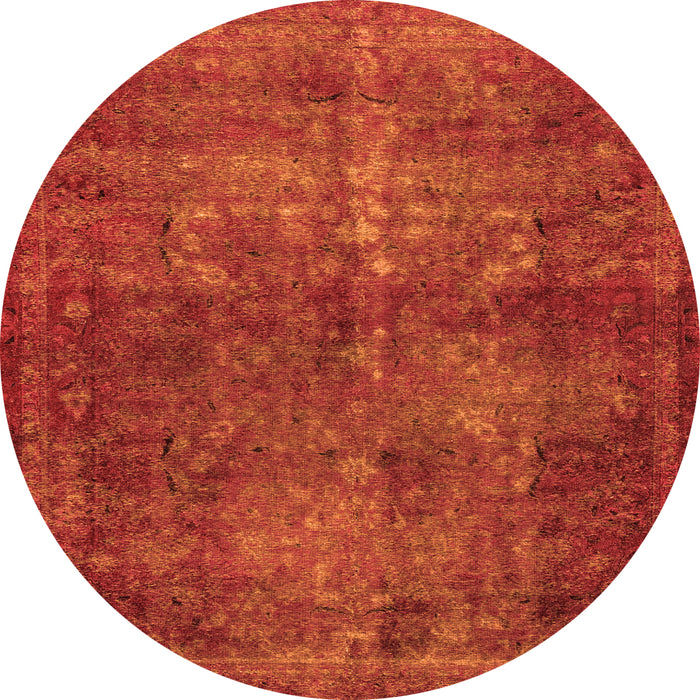 Round Abstract Orange Modern Rug, abs2858org