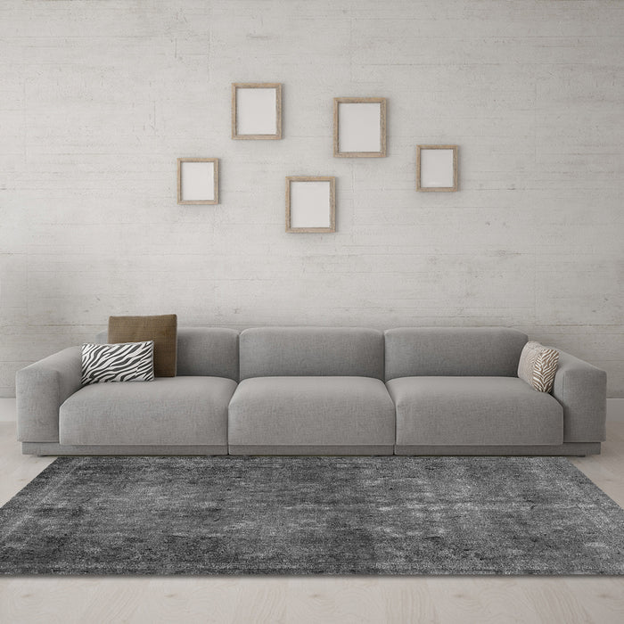 Machine Washable Abstract Gray Modern Rug in a Living Room,, wshabs2858gry