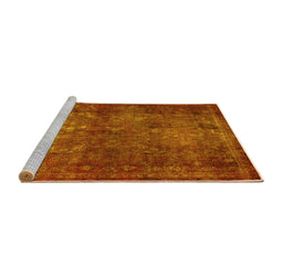 Sideview of Machine Washable Abstract Yellow Modern Rug, wshabs2858yw