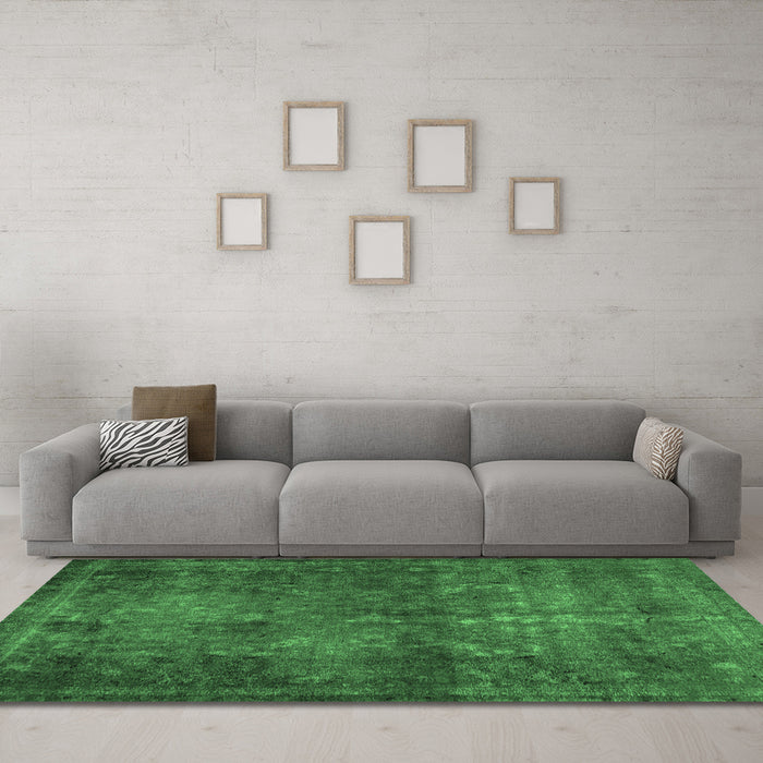 Machine Washable Abstract Emerald Green Modern Area Rugs in a Living Room,, wshabs2858emgrn