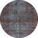 Round Abstract Light Blue Modern Rug, abs2858lblu