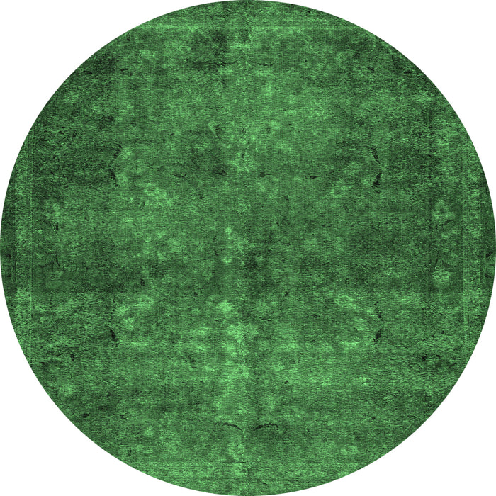 Round Abstract Emerald Green Modern Rug, abs2858emgrn