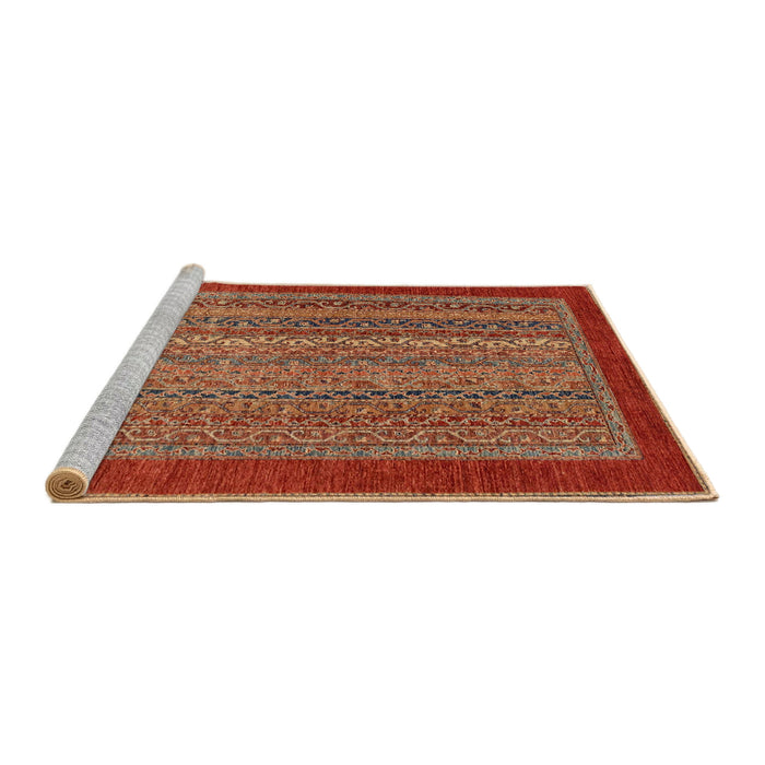 Sideview of Machine Washable Abstract Red Rug, wshabs2859