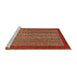 Sideview of Machine Washable Abstract Red Rug, wshabs2859