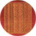 Round Abstract Orange Modern Rug, abs2859org