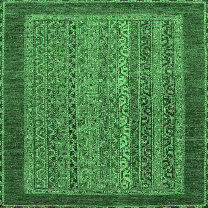 Square Machine Washable Abstract Emerald Green Modern Area Rugs, wshabs2859emgrn