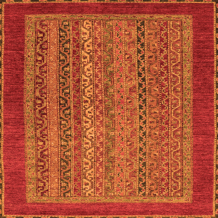 Square Machine Washable Abstract Orange Modern Area Rugs, wshabs2859org
