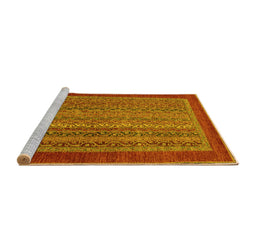 Sideview of Machine Washable Abstract Yellow Modern Rug, wshabs2859yw
