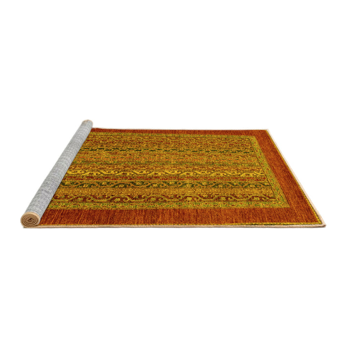 Sideview of Machine Washable Abstract Yellow Modern Rug, wshabs2859yw