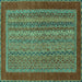 Square Machine Washable Abstract Turquoise Modern Area Rugs, wshabs2859turq