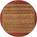 Round Abstract Brown Modern Rug, abs2859brn