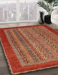 Abstract Red Modern Rug, abs2859