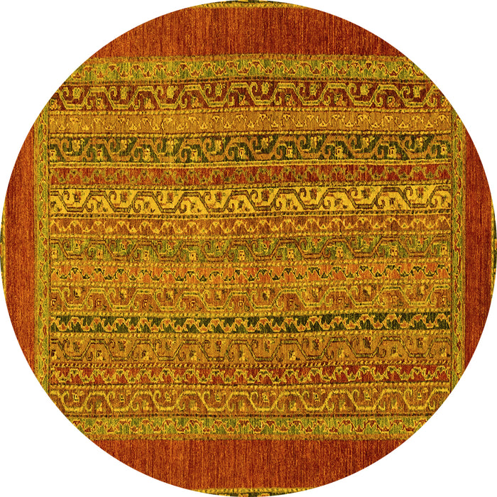 Round Abstract Yellow Modern Rug, abs2859yw