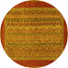 Round Abstract Yellow Modern Rug, abs2859yw