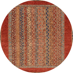 Round Machine Washable Abstract Red Rug, wshabs2859