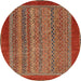 Round Machine Washable Abstract Red Rug, wshabs2859