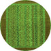 Round Abstract Green Modern Rug, abs2859grn