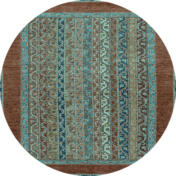 Round Abstract Light Blue Modern Rug, abs2859lblu