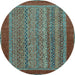 Round Abstract Light Blue Modern Rug, abs2859lblu