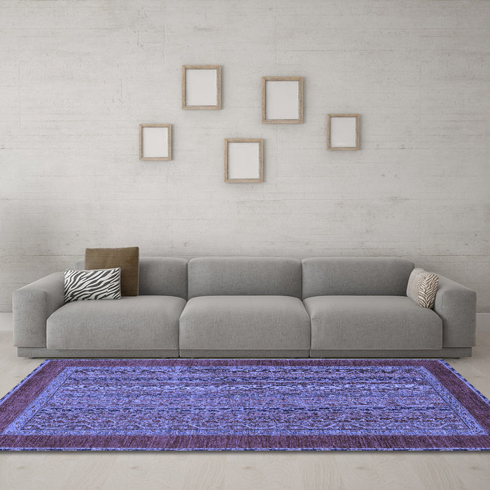 Machine Washable Abstract Blue Modern Rug in a Living Room, wshabs2859blu