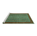 Sideview of Machine Washable Abstract Turquoise Modern Area Rugs, wshabs2859turq