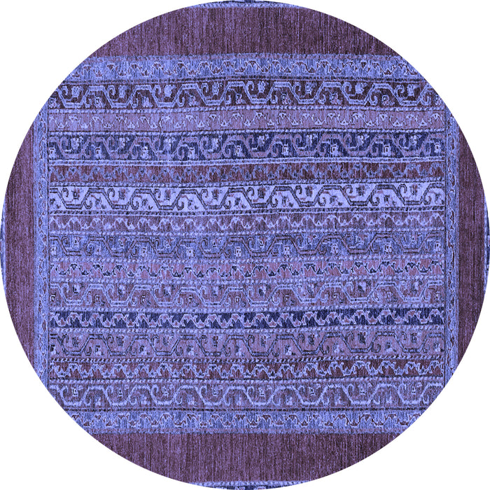 Round Abstract Blue Modern Rug, abs2859blu