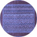 Round Abstract Blue Modern Rug, abs2859blu