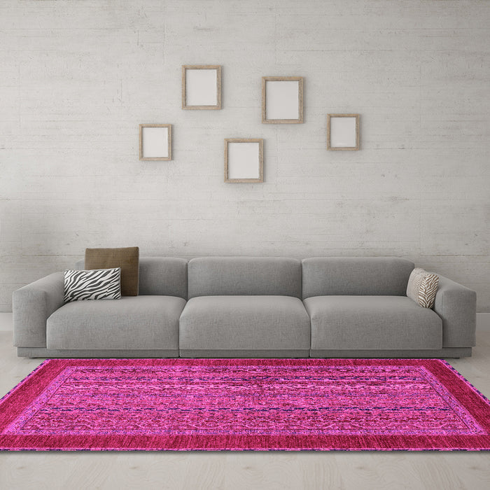 Machine Washable Abstract Pink Modern Rug in a Living Room, wshabs2859pnk
