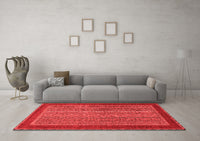 Machine Washable Abstract Red Modern Rug, wshabs2859red