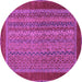 Round Machine Washable Abstract Purple Modern Area Rugs, wshabs2859pur