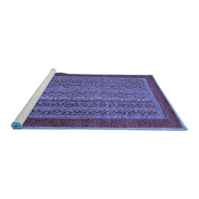Sideview of Machine Washable Abstract Blue Modern Rug, wshabs2859blu