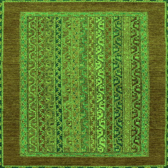 Square Machine Washable Abstract Green Modern Area Rugs, wshabs2859grn