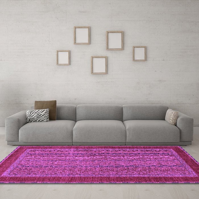 Machine Washable Abstract Purple Modern Area Rugs in a Living Room, wshabs2859pur