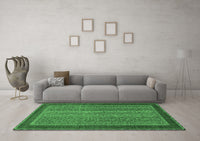 Machine Washable Abstract Emerald Green Modern Rug, wshabs2859emgrn