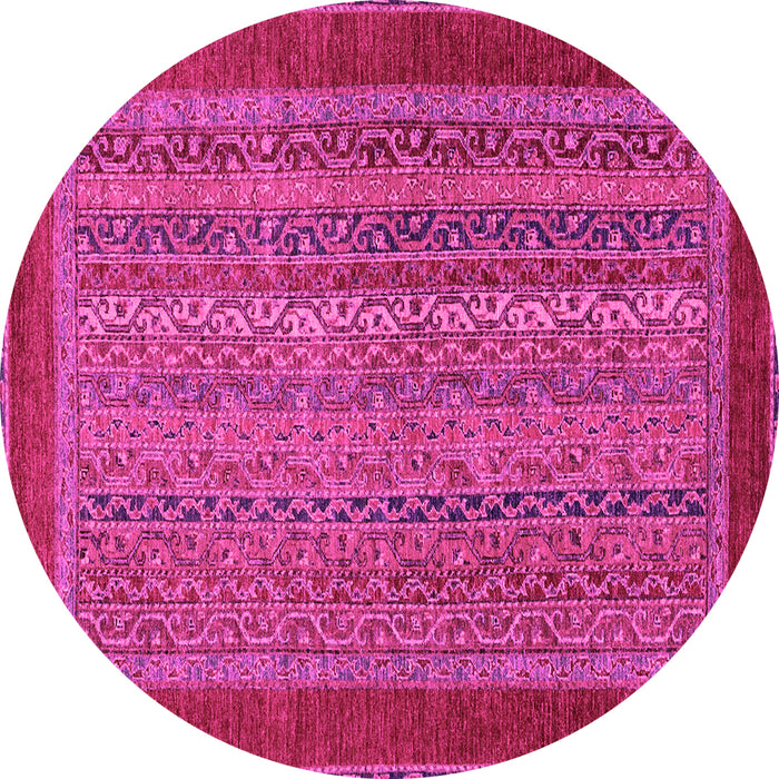 Round Machine Washable Abstract Pink Modern Rug, wshabs2859pnk