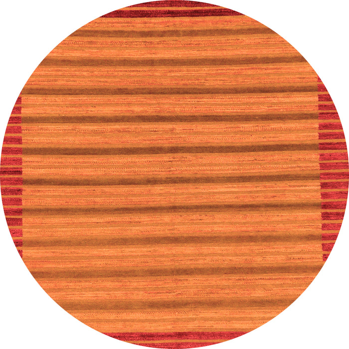 Round Machine Washable Oriental Orange Modern Area Rugs, wshabs285org
