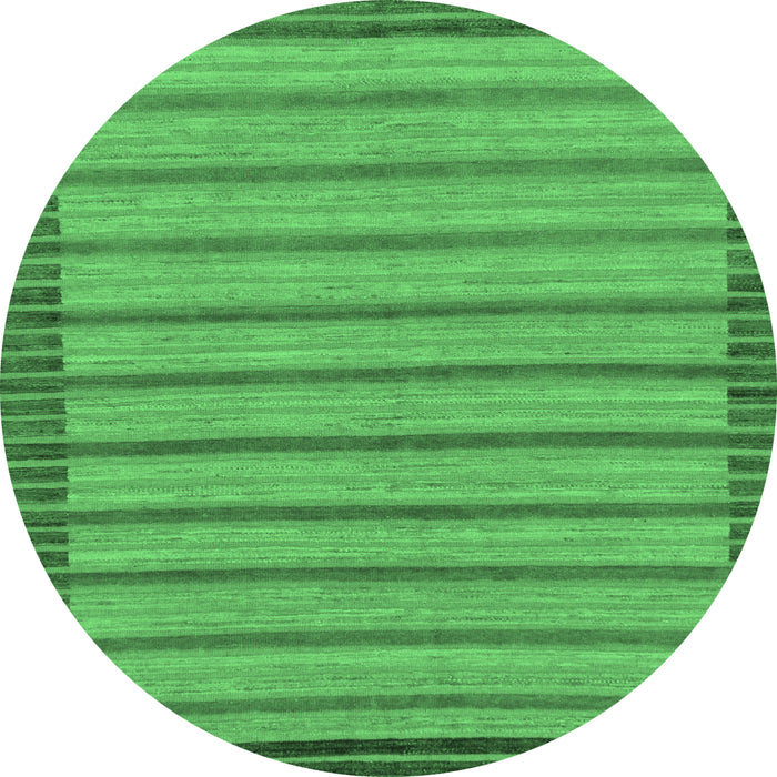 Round Machine Washable Oriental Emerald Green Modern Area Rugs, wshabs285emgrn