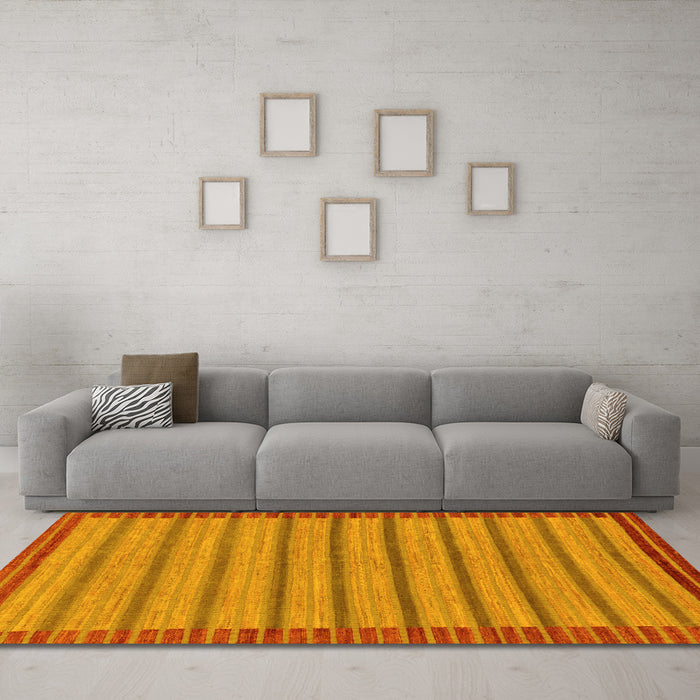 Machine Washable Oriental Yellow Modern Rug in a Living Room, wshabs285yw