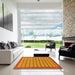 Square Abstract Orange Red Oriental Rug in a Living Room, abs285