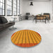 Round Machine Washable Abstract Orange Red Rug in a Office, wshabs285