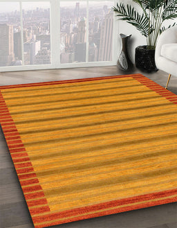 Machine Washable Abstract Orange Red Rug in a Family Room, wshabs285