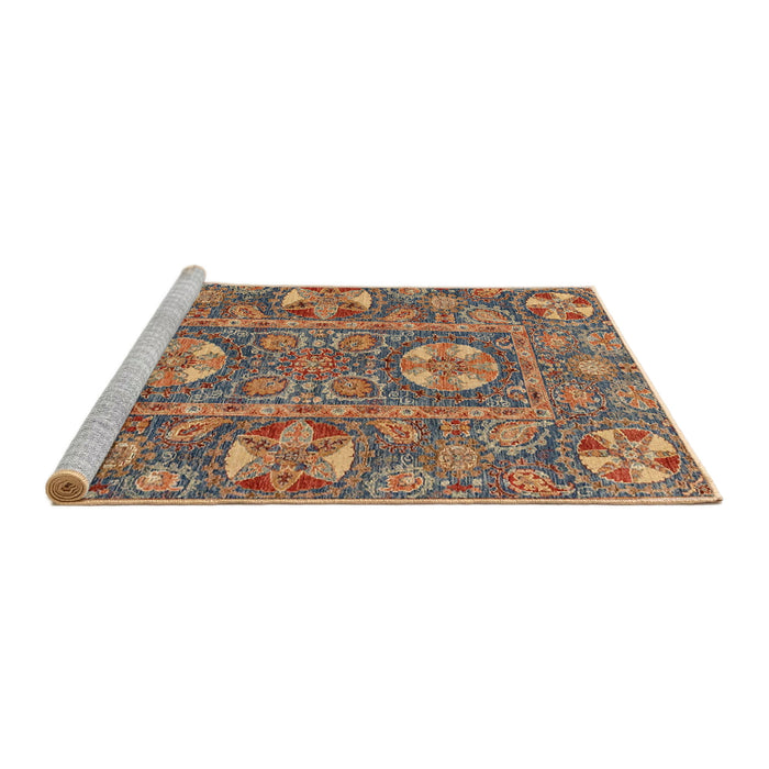Sideview of Machine Washable Abstract Chestnut Brown Rug, wshabs2860