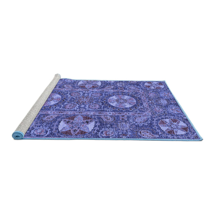 Sideview of Machine Washable Abstract Blue Modern Rug, wshabs2860blu