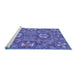 Sideview of Machine Washable Abstract Blue Modern Rug, wshabs2860blu