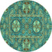 Round Abstract Turquoise Modern Rug, abs2860turq